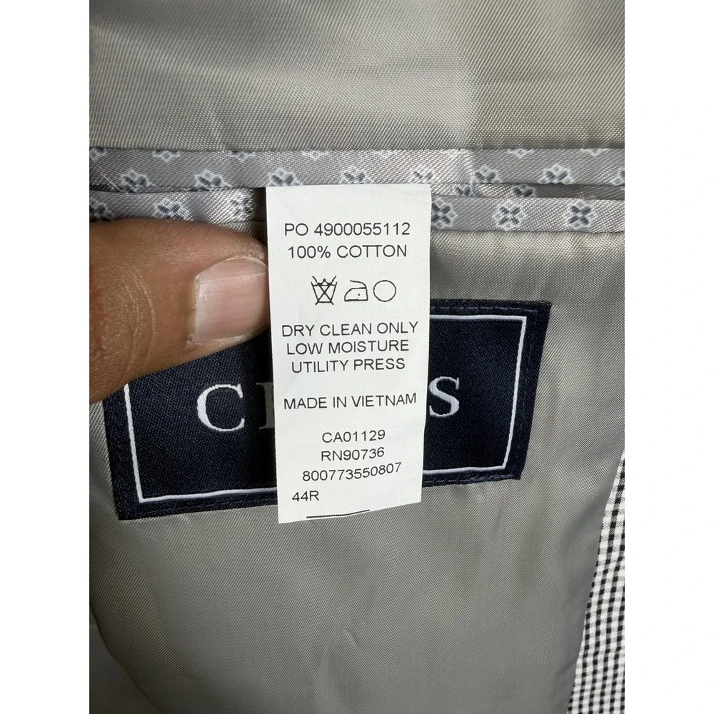 Chaps Blazer Mens 44‎ Black White Check Cotton Sport Coat Jacket Regular Classic